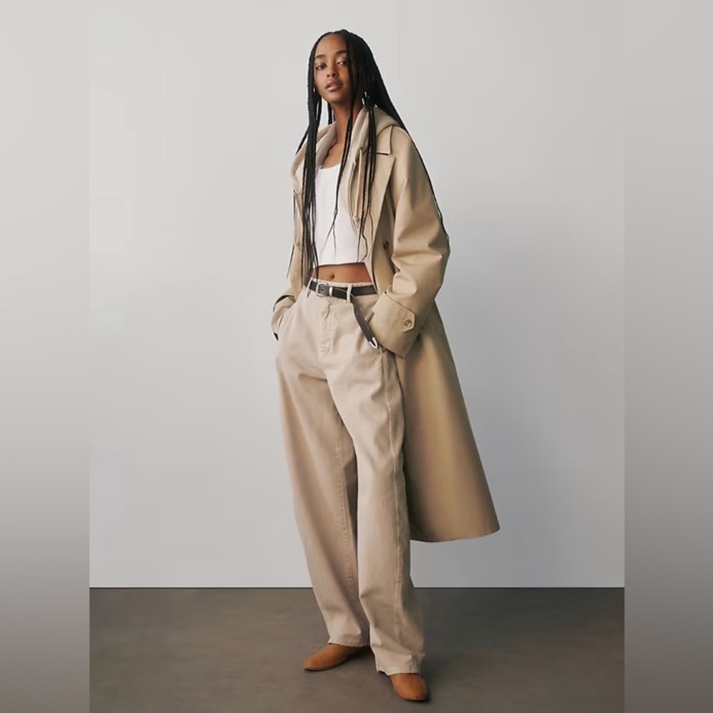Nwt! Gap Wicker Beige Mid Rise Twill Barrel Pants - Multiple 800534